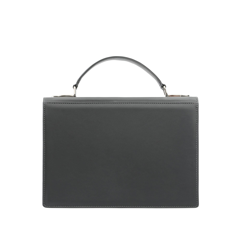 Handle Bag with shoulder strap made of calfskin gray